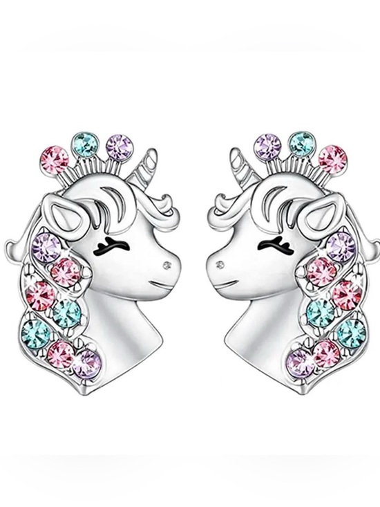 Whimsy_and_Rose Other - Silver Zircon Unicorn Earrings